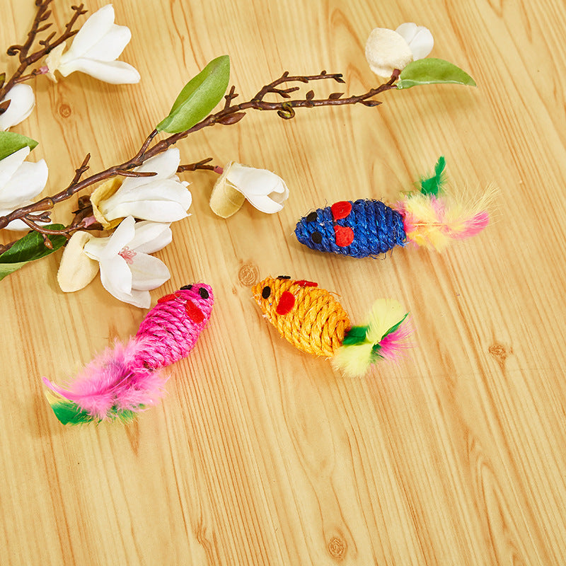 Color Sisal Mouse Cat Teaser Toy Molar Grinding Claw
